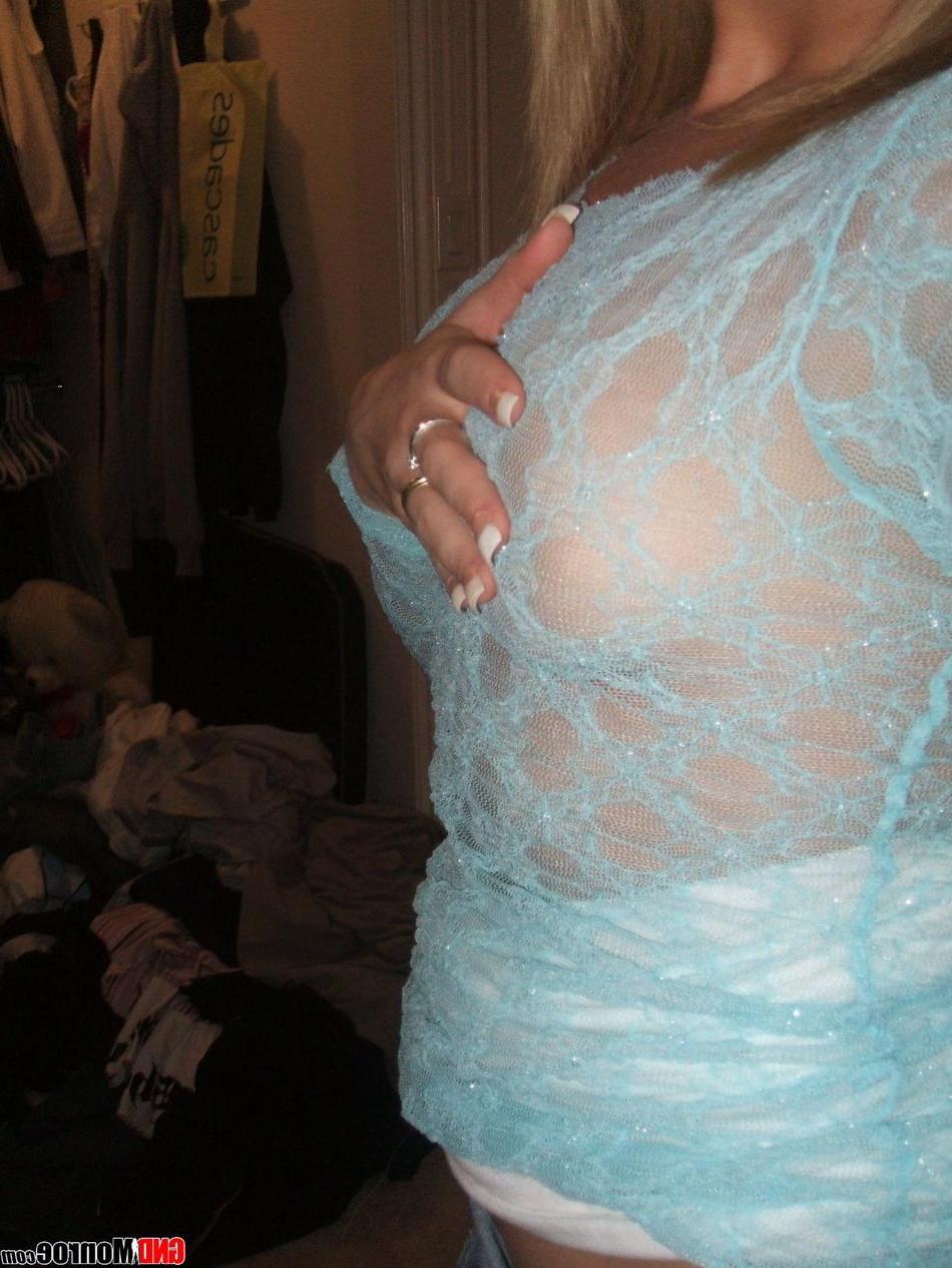 16P Pictures of teen GND Monroe teasing in a see-through top and boots