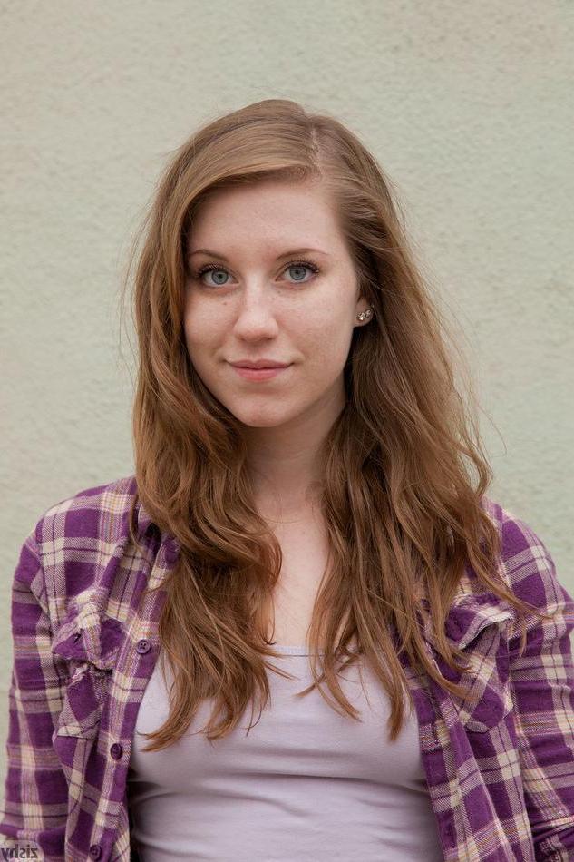 8P Stunning redhead coed Olivia Pelton teases outside