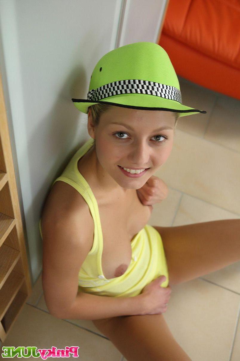 15P Pictures of teen Pinky June toying her tight teen pussy