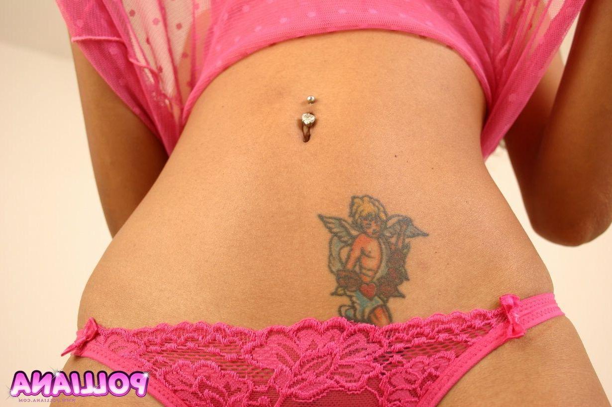 15P Pictures of teen star Polliana looking sexy in her pink lingerie