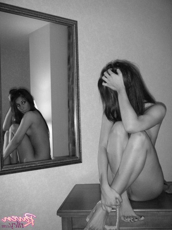 20P Pictures of Raven Riley naked in black and white