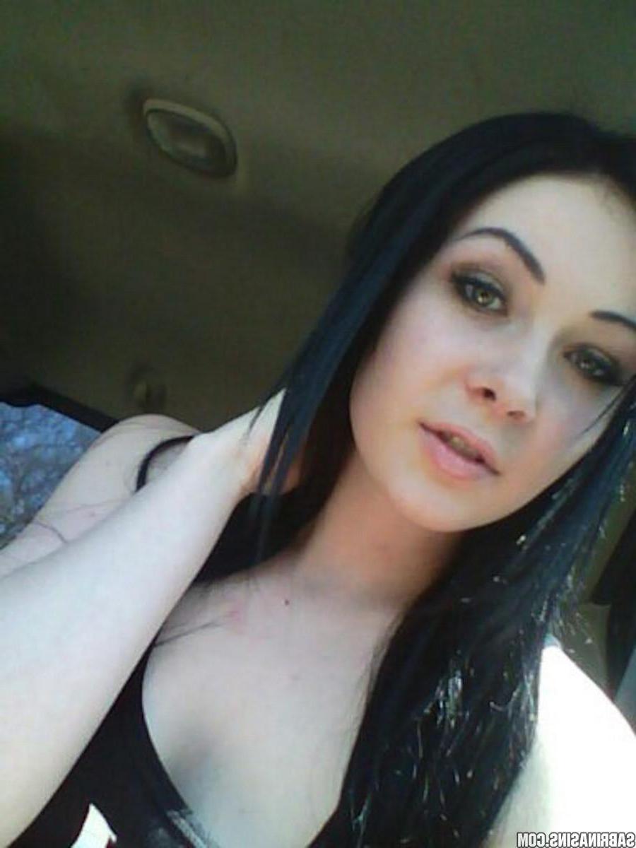 16P Beautiful teen Sabrina Sins takes sexy pics of herself in her car