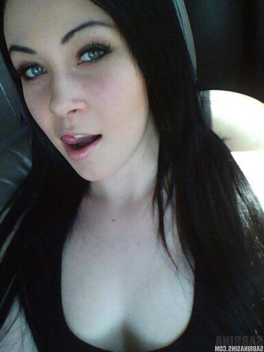 16P Beautiful teen Sabrina Sins takes sexy pics of herself in her car
