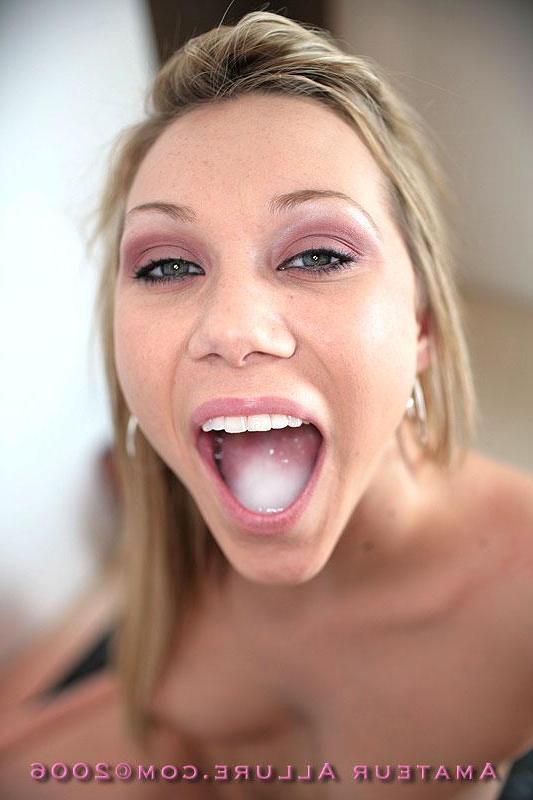 15P Blonde teen Melody sucks and swallows cum pov style
