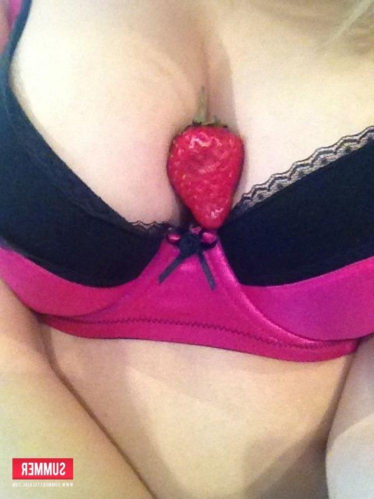 12P Summer strips her sexy pink and black lingerie just for you