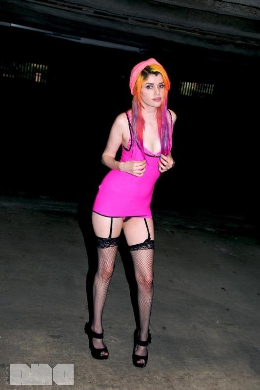 15P Hot alternative coed Sweet Alli masturbates in her fishnets