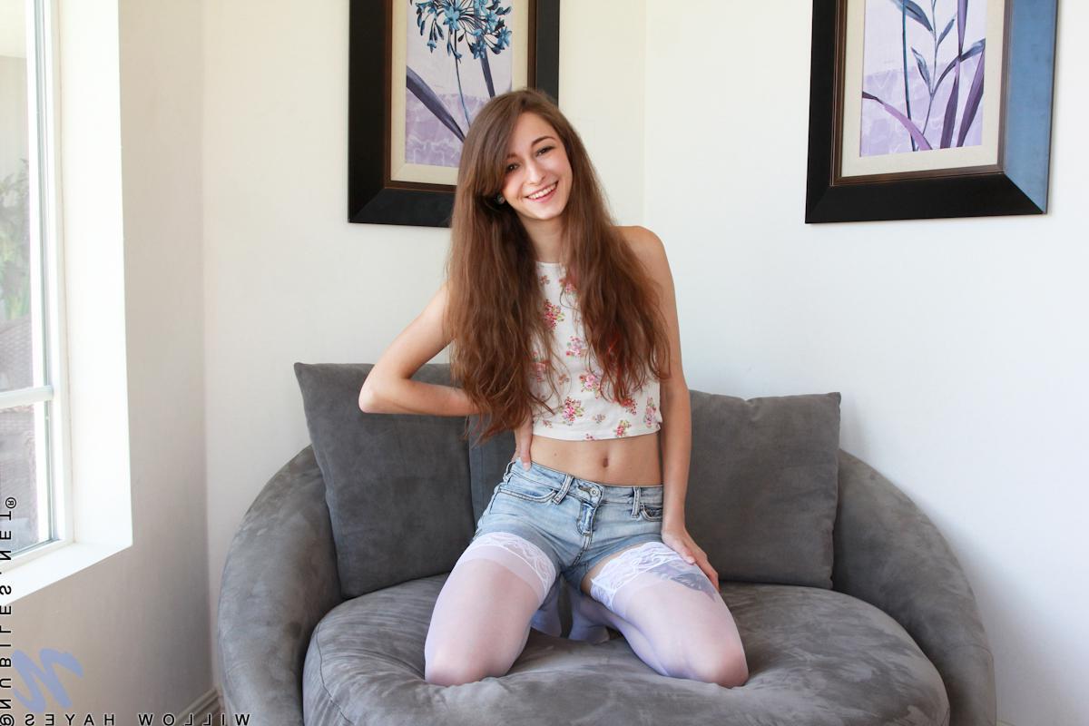 15P Perky coed Willow Hayes plays with her moist pussy