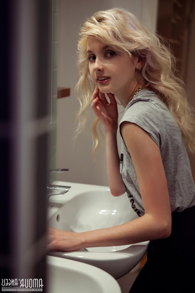 20P Blonde teen Angelik gives you her tight nude body at home