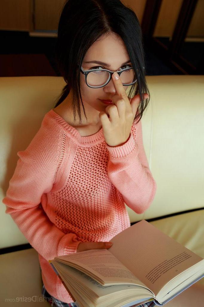 16P Brunette coed Alla B masturbates with a good book