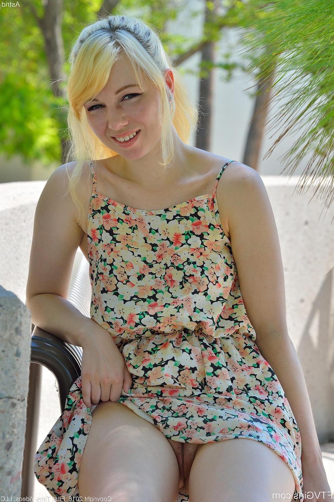 16P Blonde teen Astrid shows you what's up her dress in "A Very Natural Beauty"
