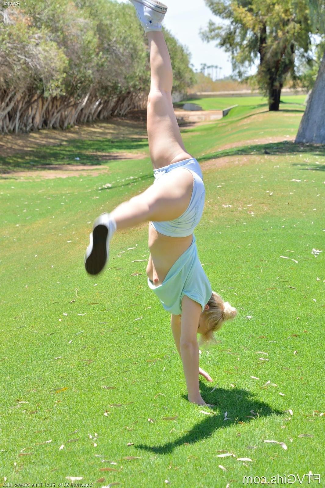 15P Blonde coed Rachel gets horny while working out