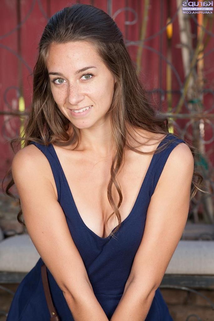 15P Brunette coed strips naked and fondles herself on a warm summer day