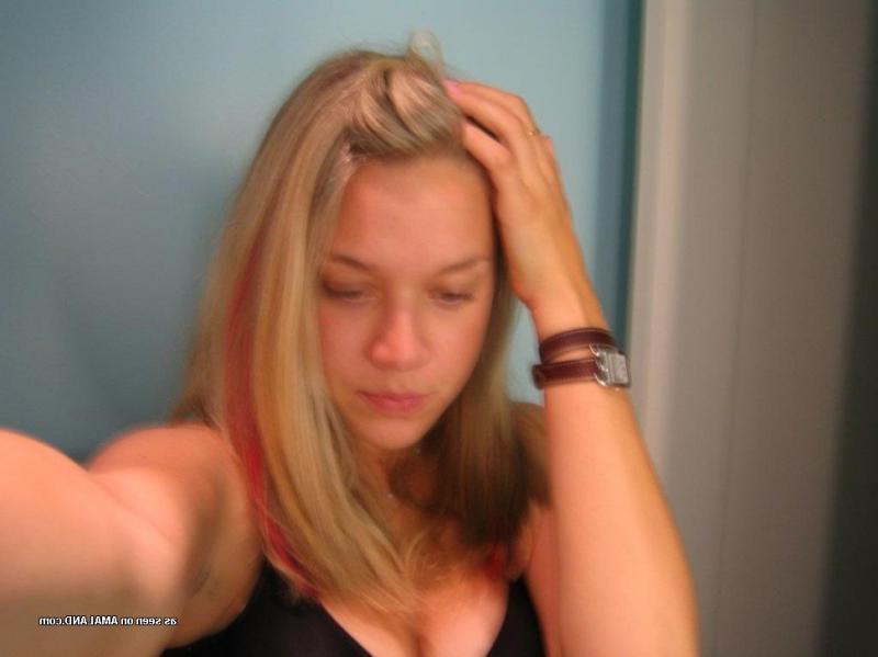 15P Sexy blonde teen showing off her nice breasts
