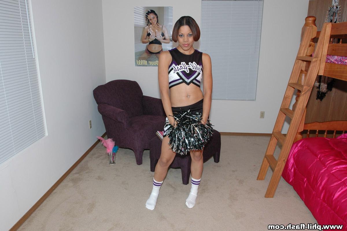 16P Pictures of a hot black cheerleader teasing in her room