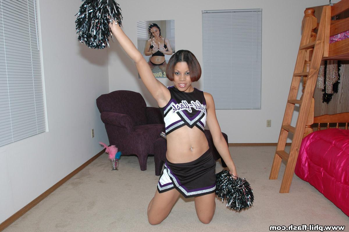 16P Pictures of a hot black cheerleader teasing in her room