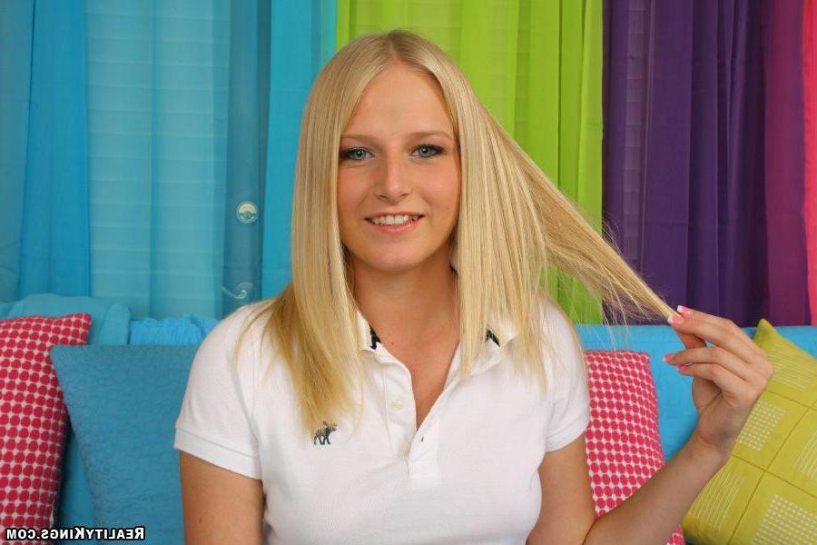 20P Pictures of a cute blond teen riding a hard cock