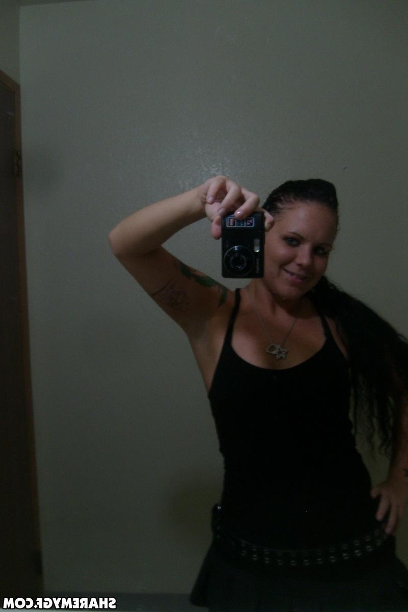 12P Hot brunette coed Star takes selfies of her nude body