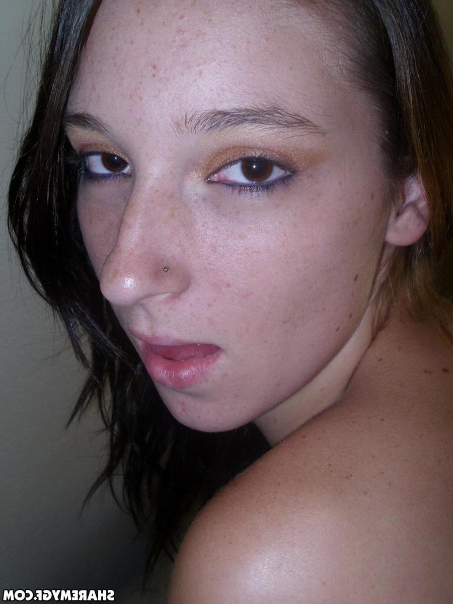 20P Petite brunette coed takes selfies of herself in sheer black panties