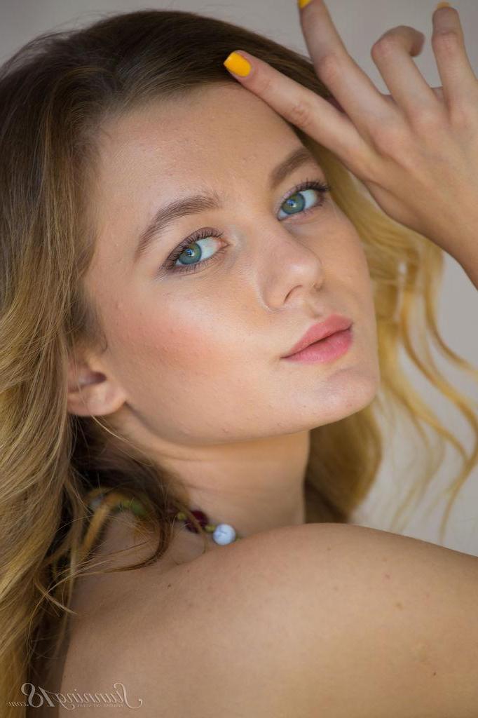 16P Busty blonde teen Agnes strips out of her dress and poses on the floor