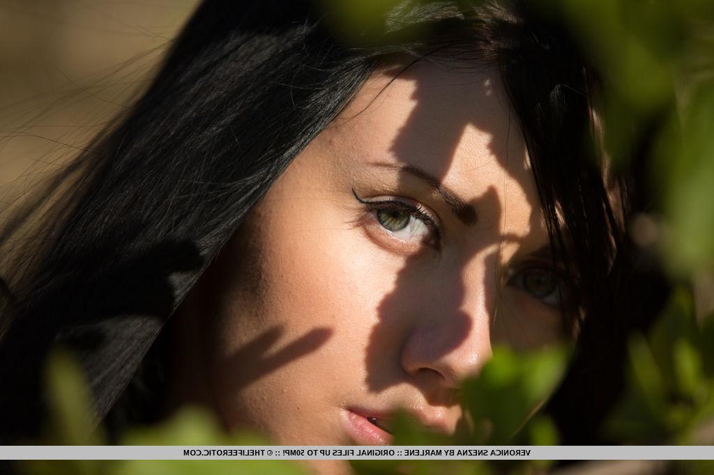 16P Brunette teen Veronica Snezna gets naked outside in "Temptress"