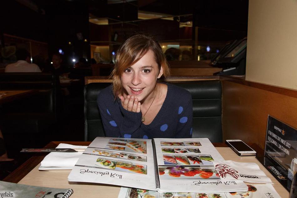 8P Hot coed April Grantham gets naughty at an asian restaurant
