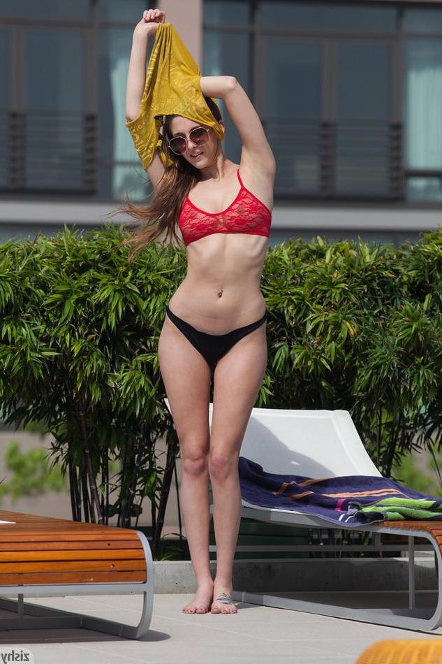 8P Hot coed Holly Lebranche teases by the pool
