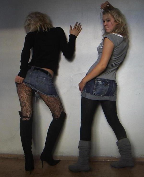24P Dressed sexy in nylons and mini skirts - no porn