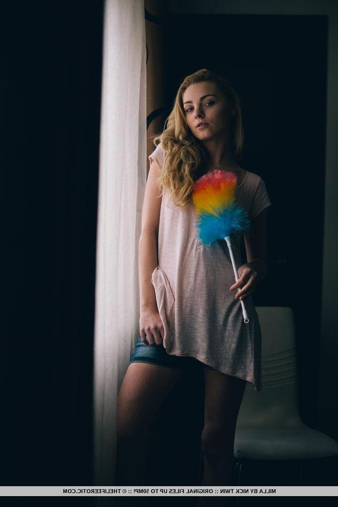16P Blonde teen Milla strips nude and spreads for you