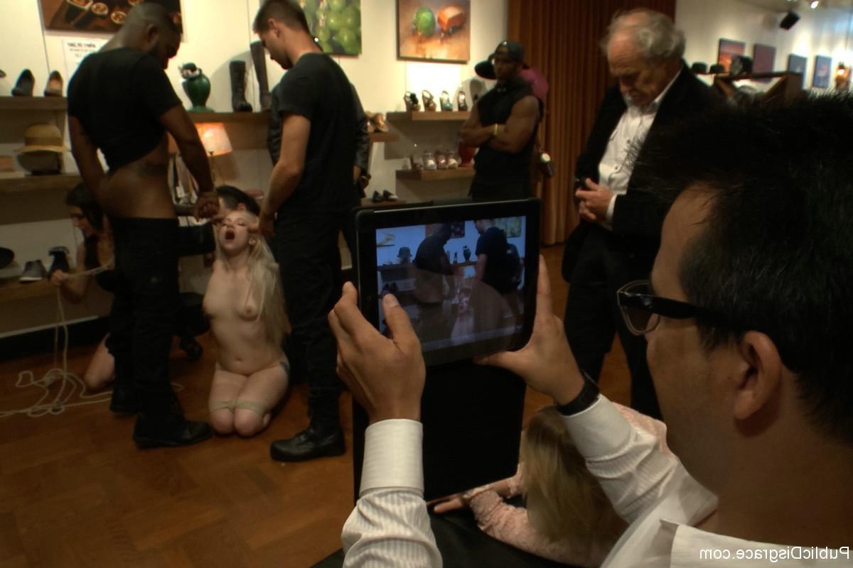 24P Slender Blonde gets Tied up and Fucked in Public