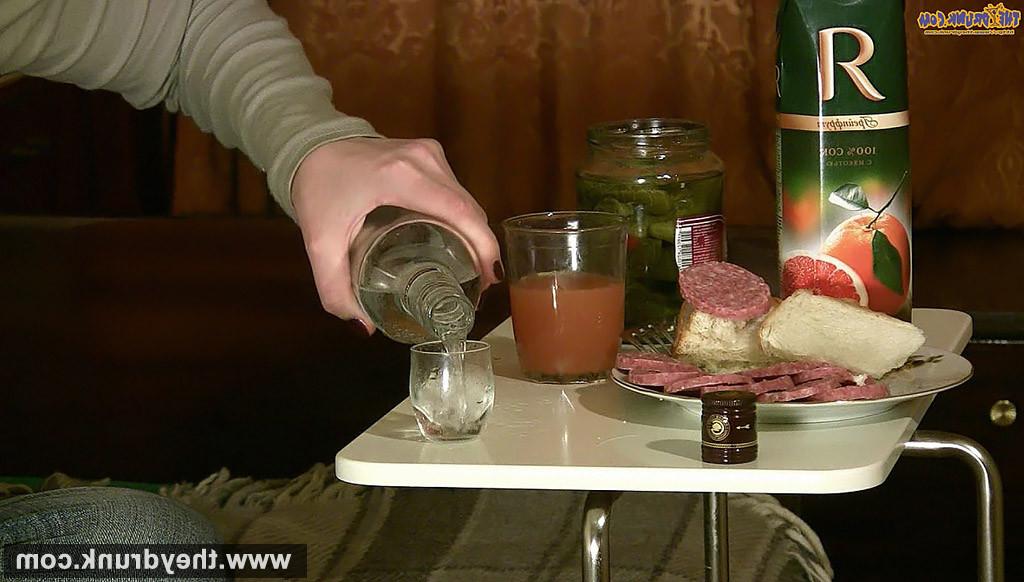 16P Drunk teen blonde Olga consumes more and more vodka until she ge