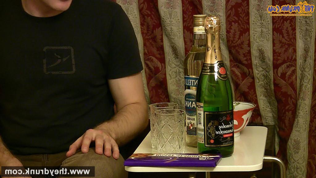 16P Drunk big tits teen blonde Edeline drinks champagne and vermouth
