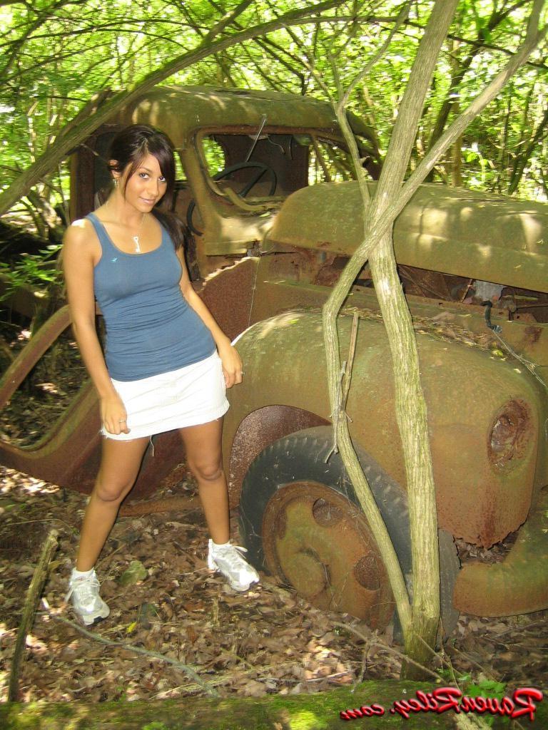16P Hot Teen Strips In The Woods