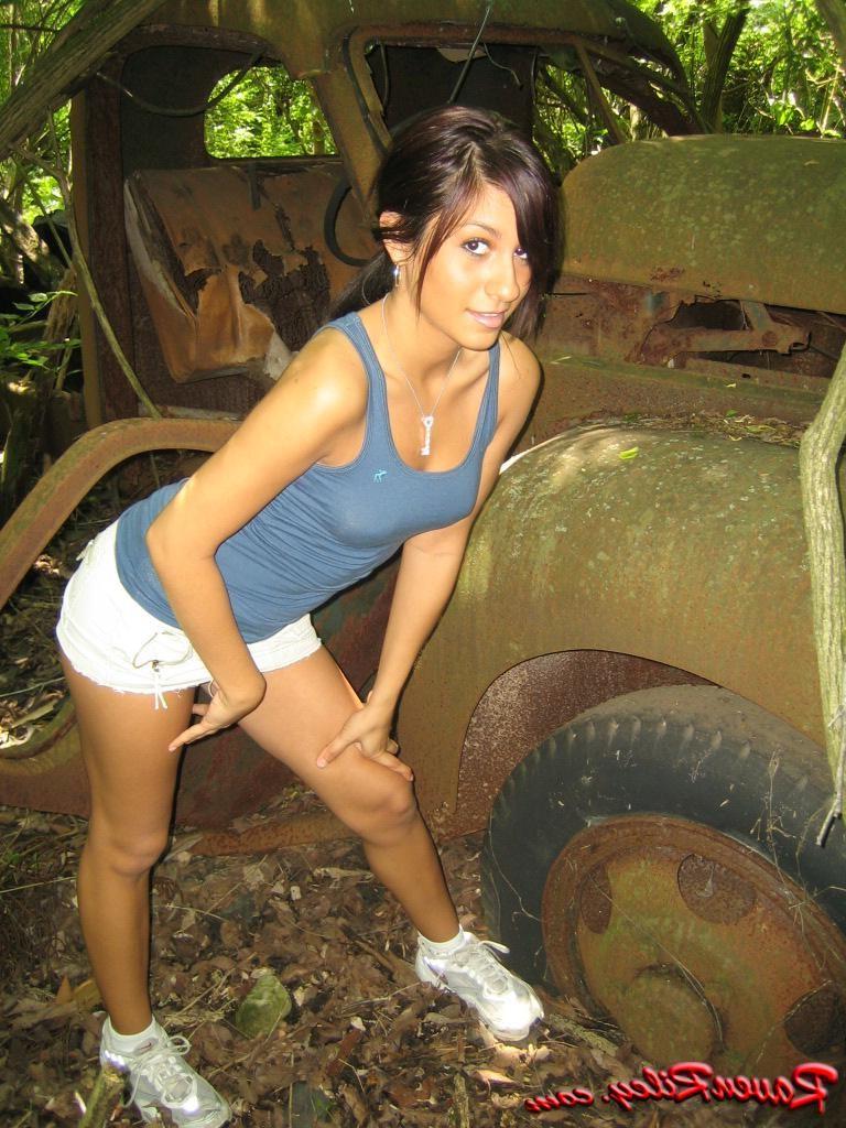 16P Hot Teen Strips In The Woods