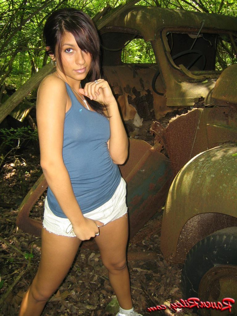 16P Hot Teen Strips In The Woods