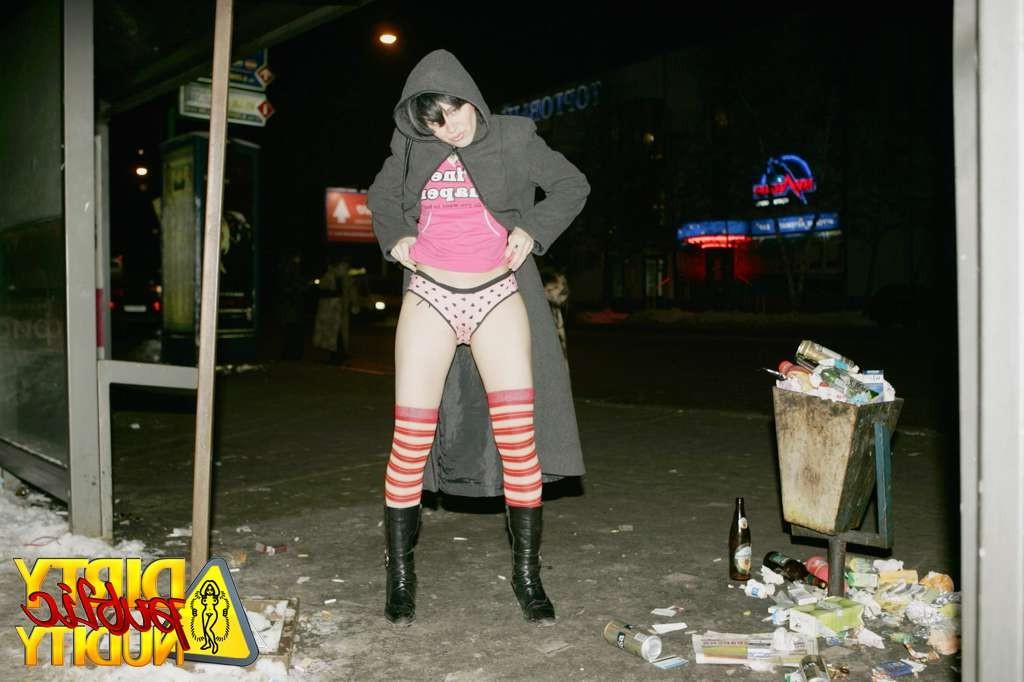 15P Monika pissing right infront night club