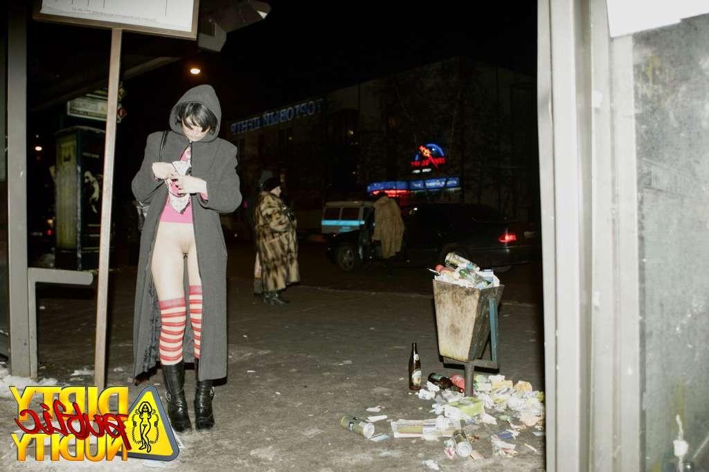 15P Monika pissing right infront night club