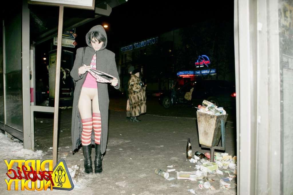 15P Monika pissing right infront night club