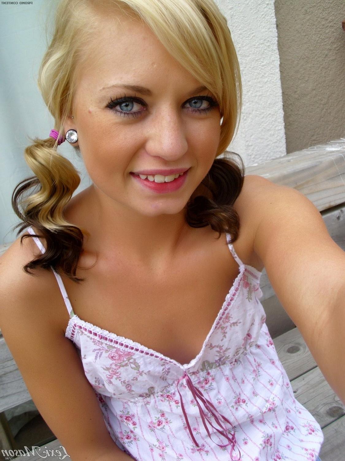 15P Slim blonde teen with tiny tits selfshots