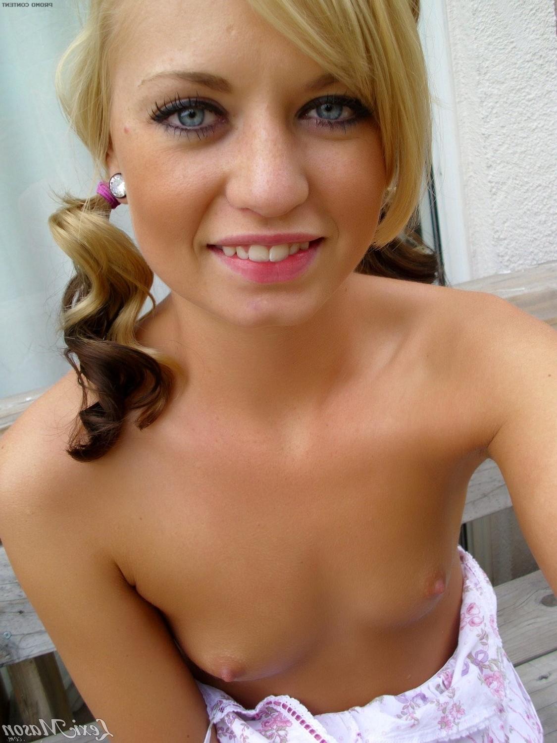 15P Slim blonde teen with tiny tits selfshots