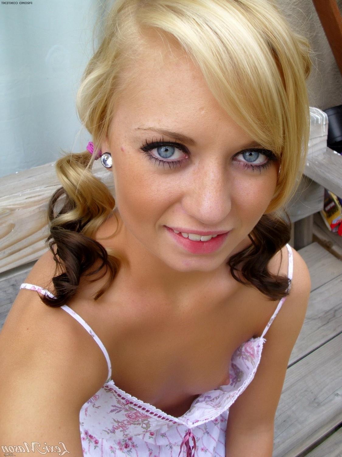 15P Slim blonde teen with tiny tits selfshots