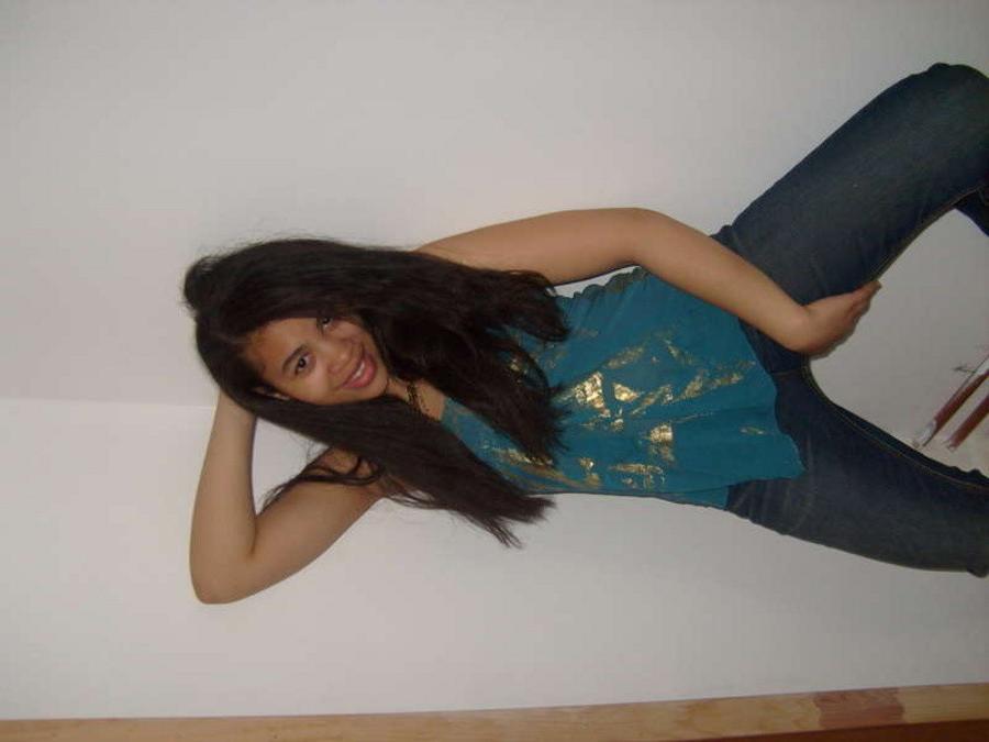 11P Cute Latina teen posing topless and sucking dick