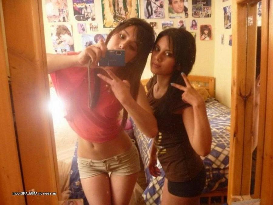 12P Tight Latina teen selfshooting and posing with friends