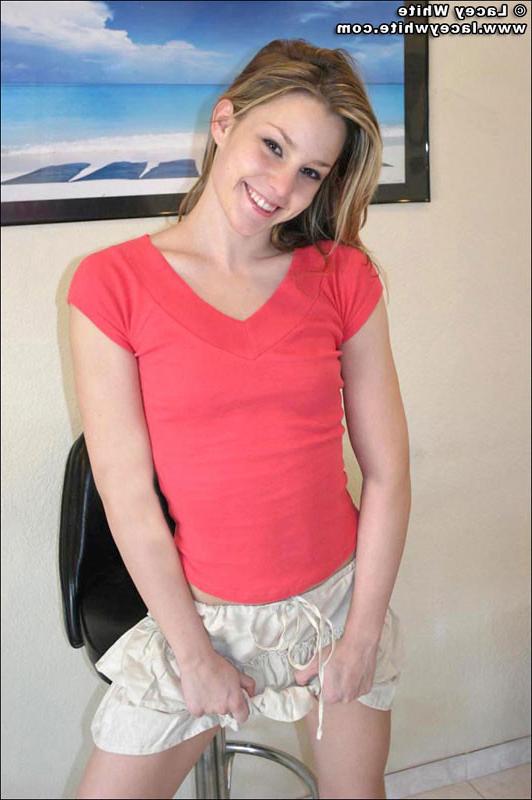14P Lacey White flaunts in a white ruffle skirt