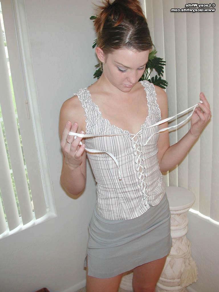 15P Lacey White shows off her tiny tits