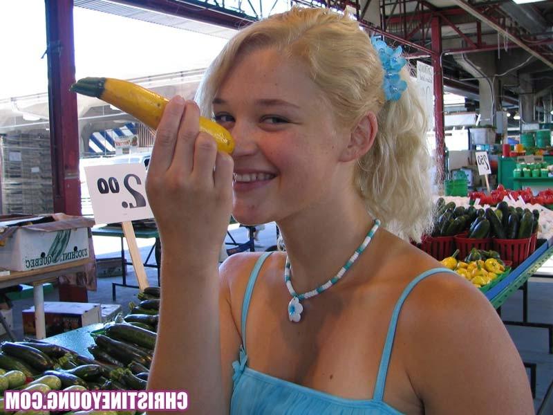 14P Busty blonde teen Christine Young flashing her amazing tits