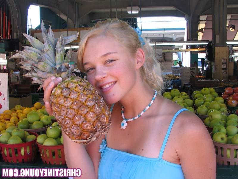 14P Busty blonde teen Christine Young flashing her amazing tits