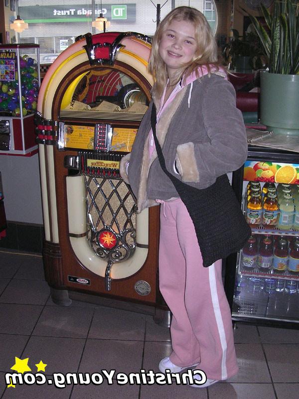14P Cheerful blonde teen Christine Young flashing and teasing