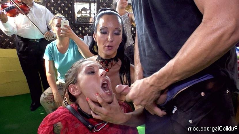 24P Sandy Ink is public exposed and bdsm cock fucked in a bistro by 