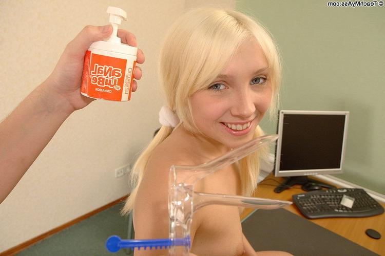 17P Young nasty blonde teen does her first anal sex