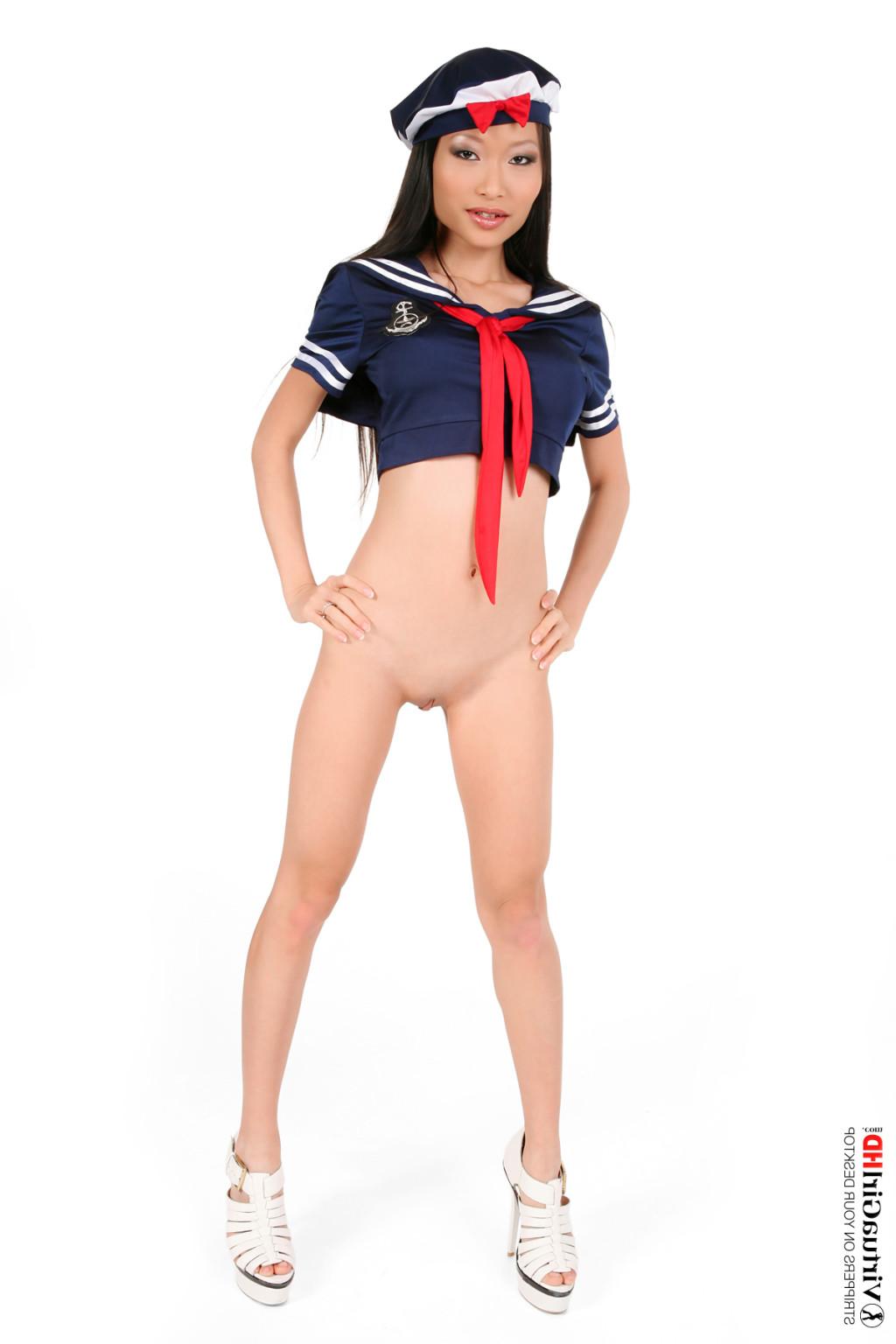15P Asian beauty taking off her sexy  sailor uniform